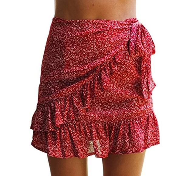 Floral A Line Mini Wrap Skirt - Picture 1 of 8